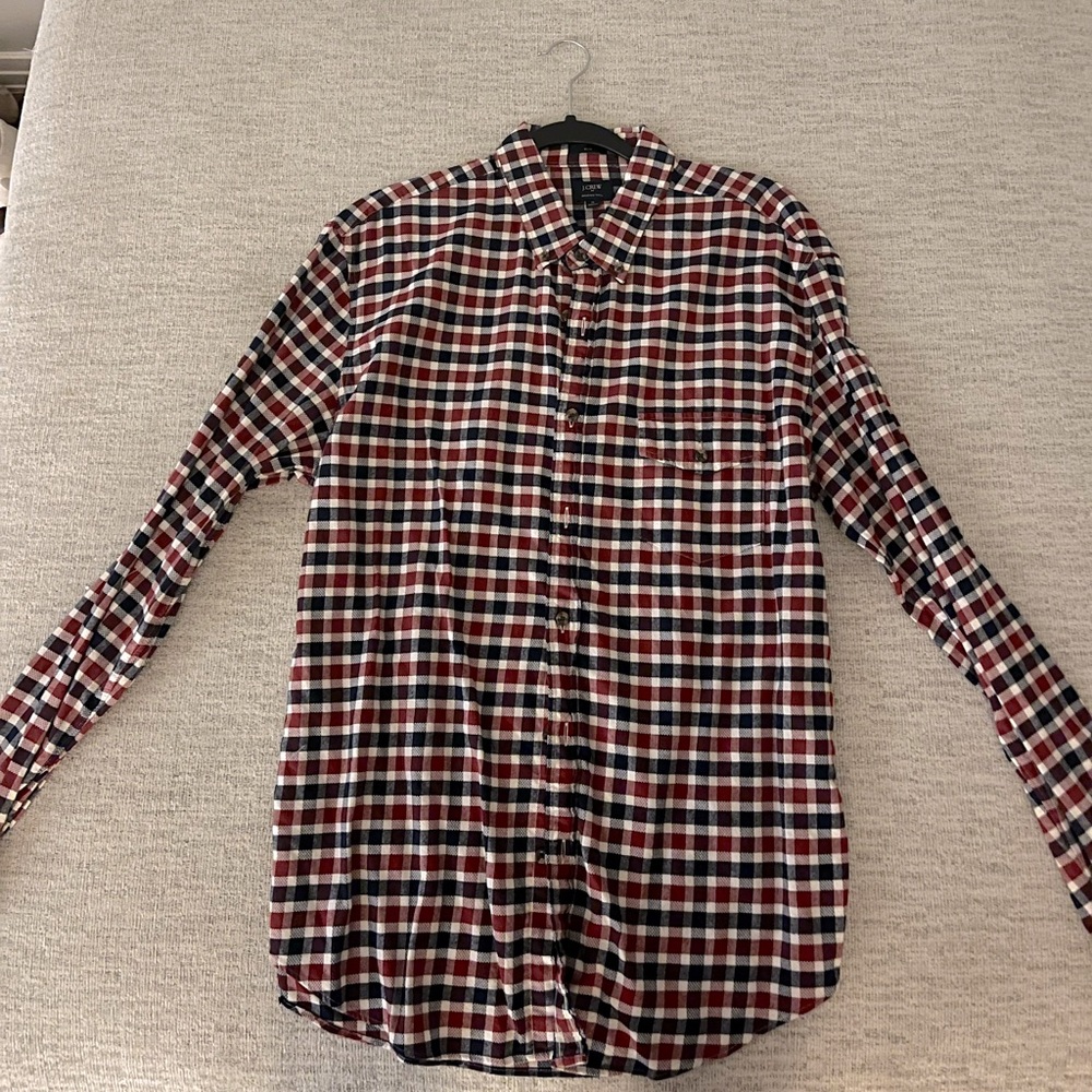 J.Crew Button Down XL Red White Blue. Brushed Twill
